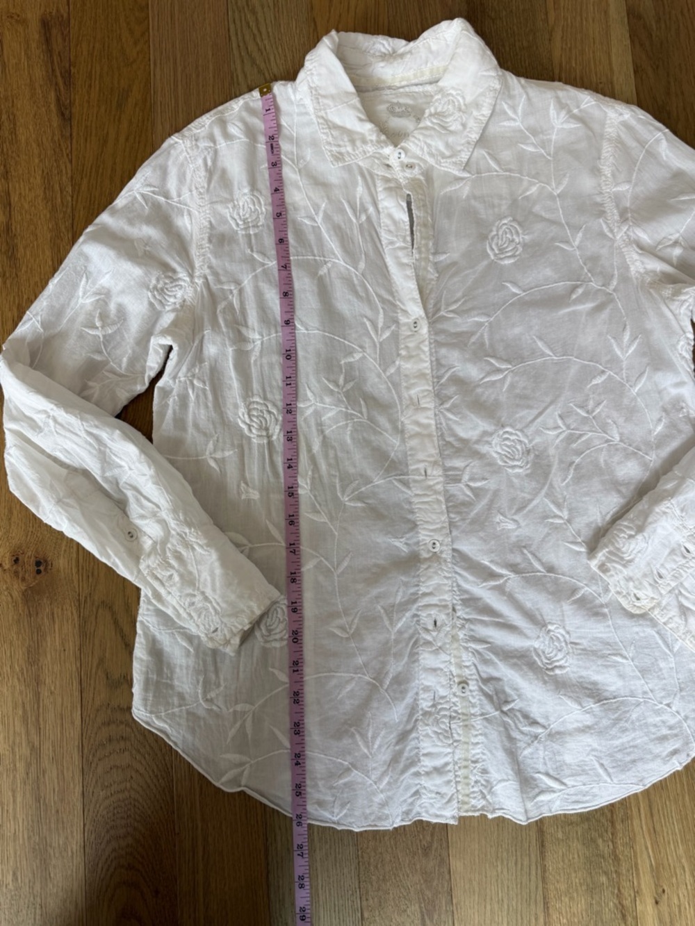 🤍 Cino White Floral Embroidered Button-Down Blouse XS 🤍 - Picture 11 of 13
